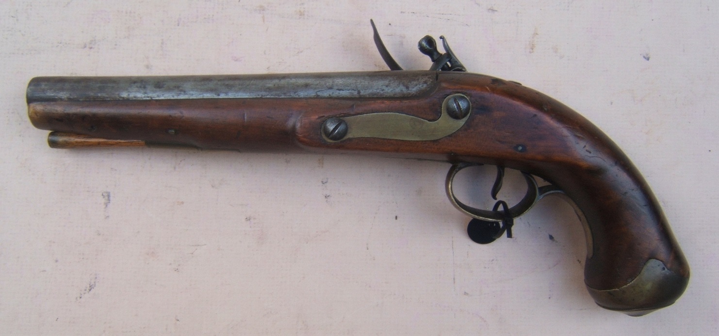 A VERY RARE COLONIAL/AMERICAN REVOLUTIONARY WAR PERIOD AMERICAN FLINTLOCK OFFICERS PISTOL, by 