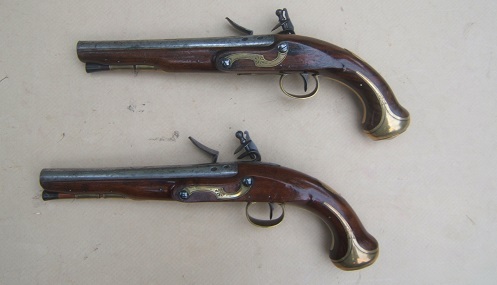 AN EXCEPTIONALLY FINE PAIR OF AMERICAN REVOLUTIONARY WAR PERIOD ENGLISH FLINTLOCK HOLSTER PISTOLS, BY JOVER, ca. 1770s view 2