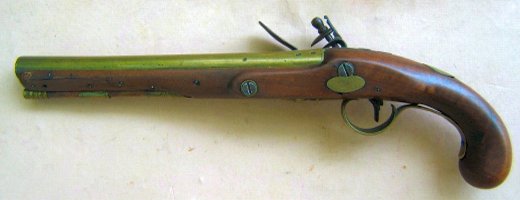 A VERY GOOD UNTOUCHED BRASS BARREL FLINTLOCK 