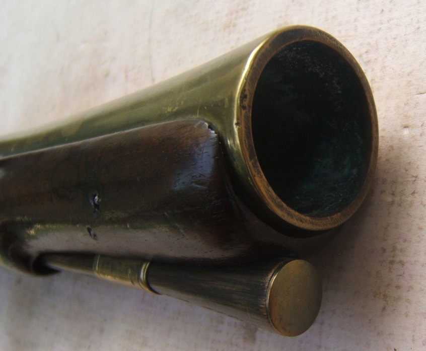 A FINE AMERICAN REVOLUTIONARY WAR PERIOD BRASS BARREL FLINTLOCK BLUNDERBUSS PISTOL, by 
