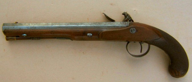 A FINE FLINTLOCK DUELLING PISTOL BY H. W. MORTIMER, ca. 1790s view 2