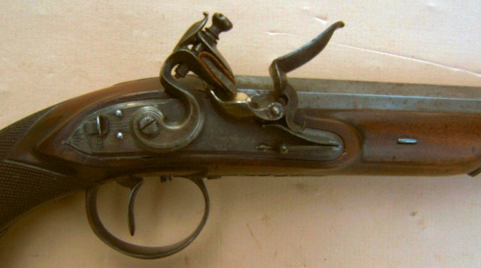 A FINE FLINTLOCK DUELLING PISTOL BY H. W. MORTIMER, ca. 1790s view 3