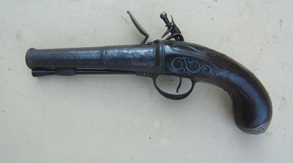 A VERY GOOD EARLY COLONIAL-PERIOD QUEEN ANN PISTOL BY DAVID WYNNE, ca. 1715 view 2