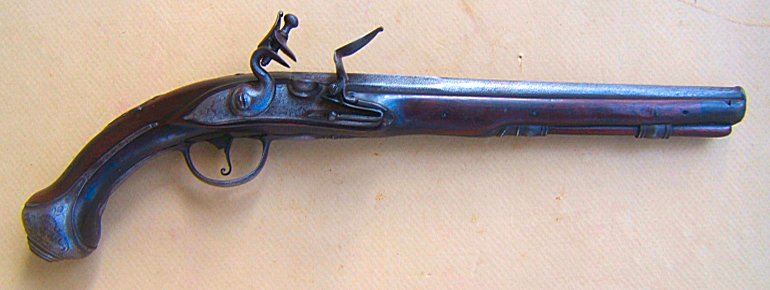 A VERY GOOD+ UNTOUCHED 18TH CENTURY FLINTLOCK HOLSTER PISTOL, ca. 1730s view 1