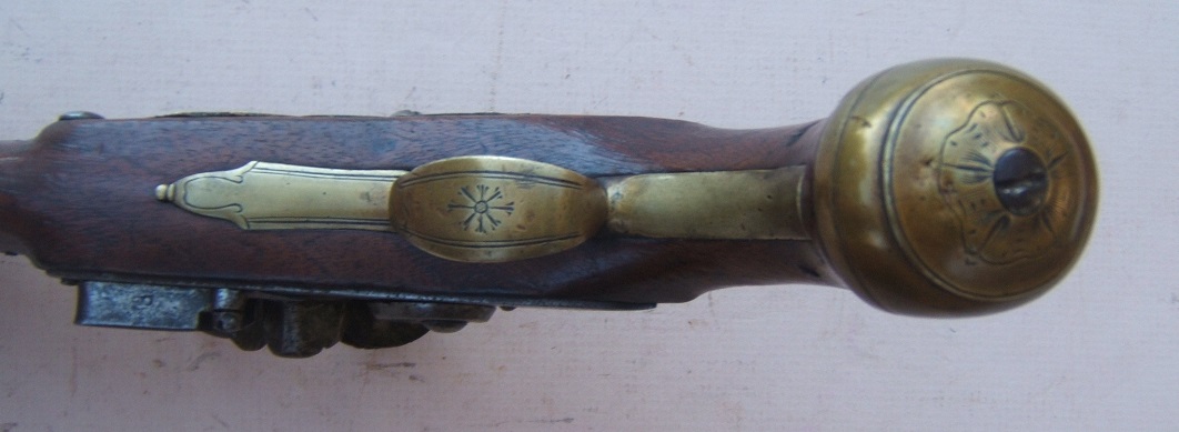 A VERY FINE FRENCH & INDIAN/AMERICAN REVOLUTIONARY WAR PERIOD FLINTLOCK OFFICER'S PISTOL, by “T. HENSHAW