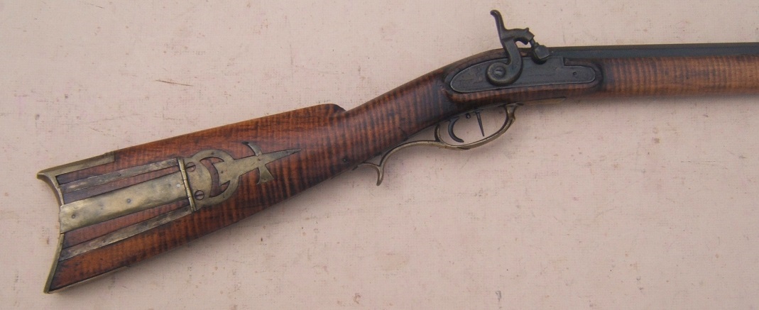A GOOD MID-19TH CENTURY OHIO PERCUSSION 1/2 STOCK 