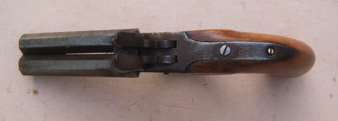 A VERY GOOD (AMERICAN?) DOUBLE BARREL PERCUSSION POCKET PISTOL, ca. 1850