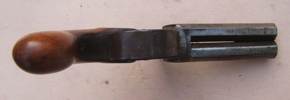 A VERY GOOD (AMERICAN?) DOUBLE BARREL PERCUSSION POCKET PISTOL, ca. 1850
