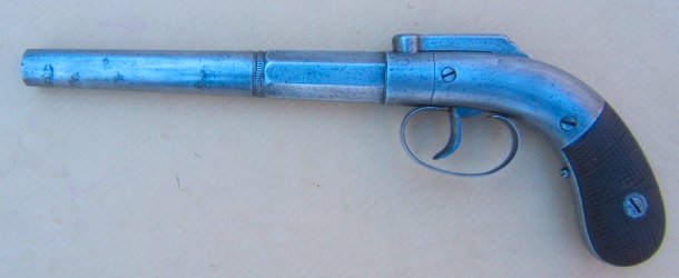 A Very Good Continental (Belgian?) Bar Hammer Travelling Pistol, ca. 1845 view 2