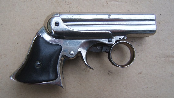 AN EXCELLENT & RARE EBONY GRIP REMINGTON ELLIOTS FOUR BARREL .32 cal. RING-TRIGGER DERRINGER, ca. 1865