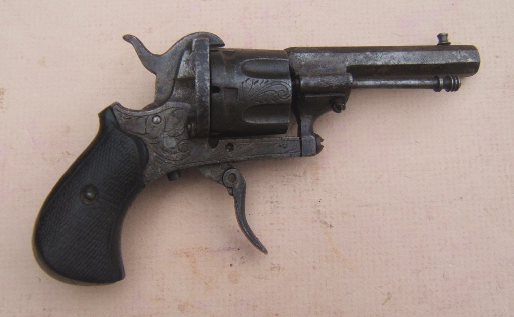 A VERY GOOD AMERICAN CIVIL WAR PERIOD ENGRAVED LEFAUCHEUX PIN-FIRE 