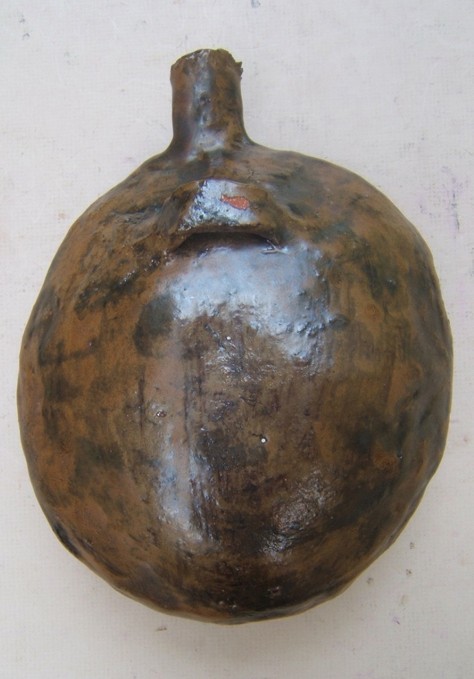A VERY GOOD COLONIAL/AMERICAN REVOLUTIONARY WAR PERIOD REDWARE (CERAMIC)CANTEEN, ca. 1780 view 2