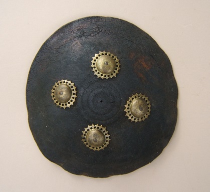 A FINE 20TH CENTURY INDO-PERSIAN EMBOSSED “PARADE-TYPE” LEATHER DAHL (SHIELD), ca. 1950 view1