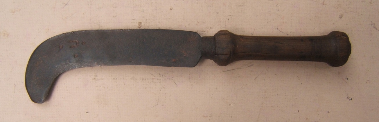 AN AMERICAN-MADE COLONIAL/REVOLUTIONARY WAR PERIOD FASCINE KNIFE WITH CARVED WOODEN GRIP, ca. 1760 (Ex. GEORGE C. NEUMANN COLLECTION) view2