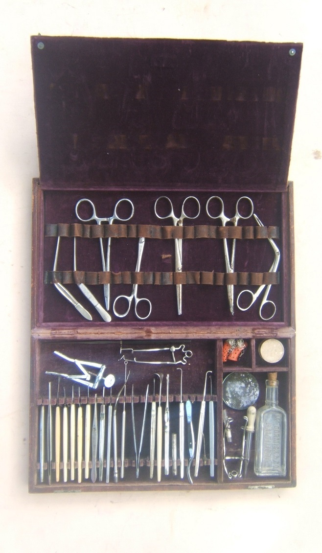 A RARE CASED 19th CENTURY (AMERICAN CIVIL WAR/INDIAN WAR PERIOD) FIELD SURGEON'S EYE-SURGERY OPHTHALMOLOGY KIT/SET, ca. 1860-1880