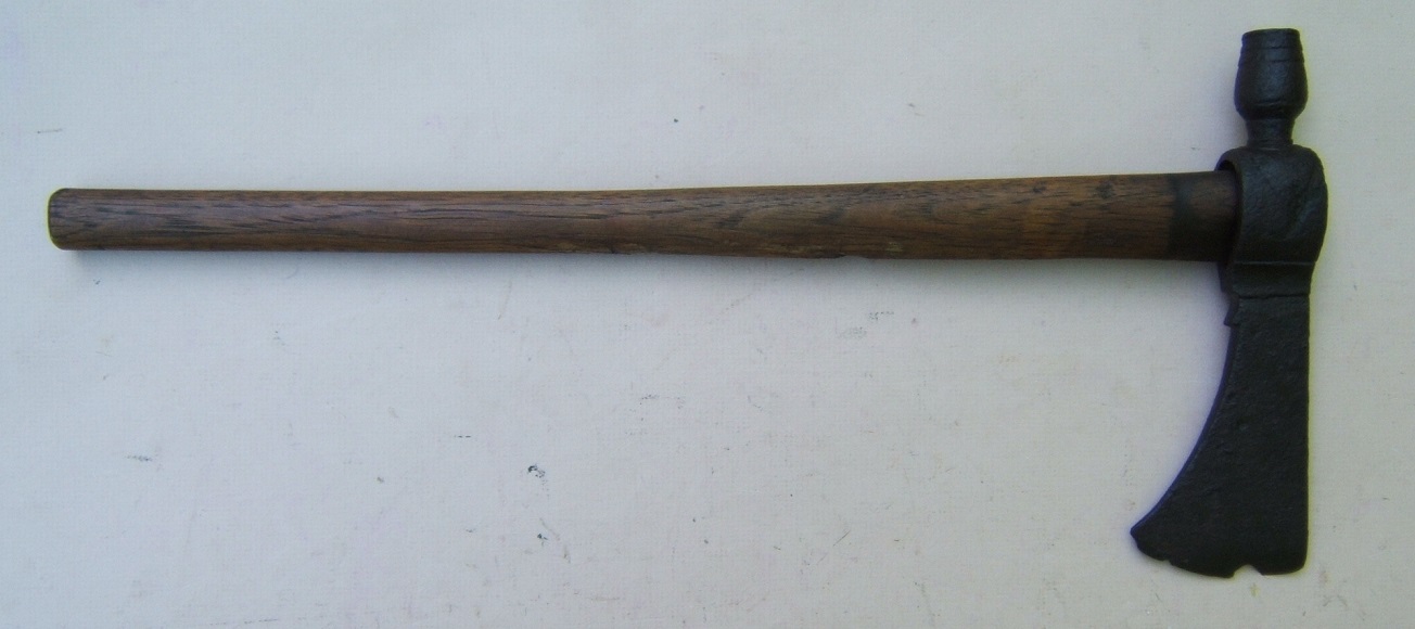 A VERY GOOD LARGE-SIZE MID-18TH CENTURY/AMERICAN REVOLUTIONARY WAR PERIOD (ENGLISH) PIPE TOMAHAWK, ca. 1750 view 1