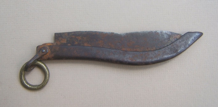 A FINE ALL-STEEL COLONIAL/REVOLUTIONARY WAR PERIOD ENGLISH FOLDING PENNY KNIFE, ca. 1760-1770s view 1