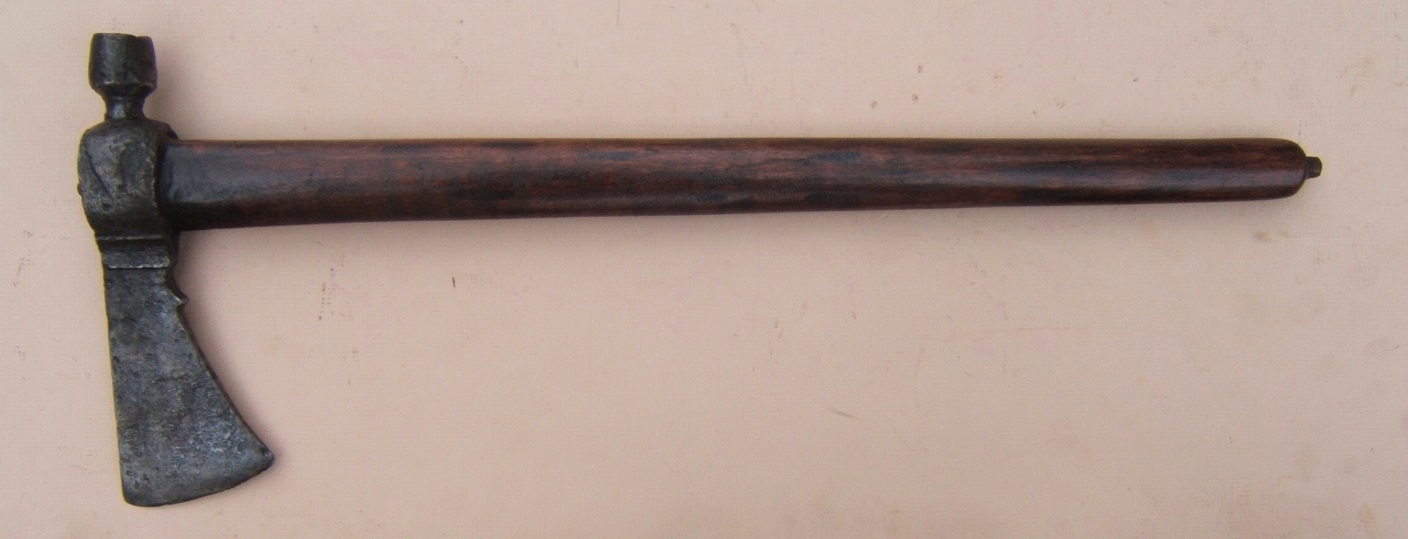 A VERY GOOD+ MID-18TH CENTURY/AMERICAN REVOLUTIONARY WAR PERIOD (ENGLISH)  PIPE TOMAHAWK, ca. 1750 view 1